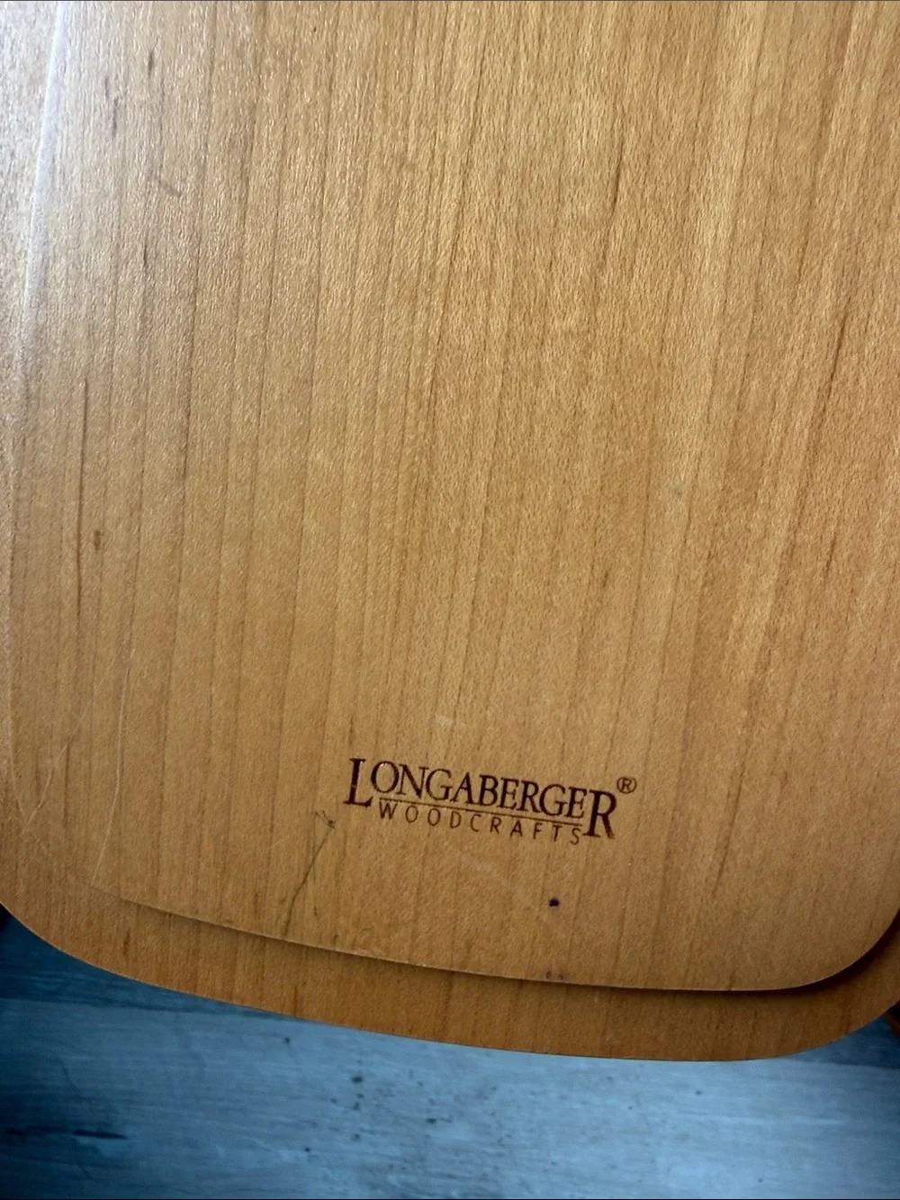 Longaberger Natural Wood Basket with Burgundy Trim